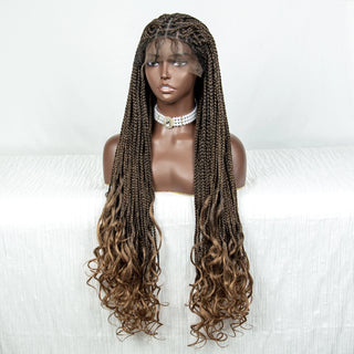 Wdbybeauty lace Front Synthetic Cornrow Braids Wig Wavy Ends 9x6 Lace Long Cornrow Braided Wig Knotless Afro Braiding Hair Wavy Ends Wig