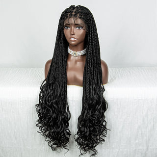 Wdbybeauty lace Front Synthetic Cornrow Braids Wig Wavy Ends 9x6 Lace Long Cornrow Braided Wig Knotless Afro Braiding Hair Wavy Ends Wig