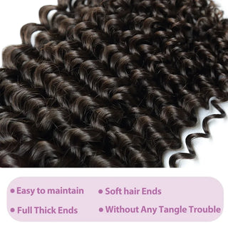 Pixie Curl Hair Bundles with Closure Deep Curly Hair Brazilian Raw Hair Weaving 8-20 Inch Human Hair Loose Deep Wave Extensions