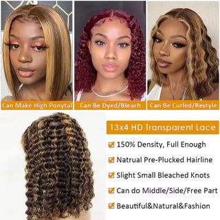 WDBY Beauty Ombre Dark Caramel Brown HD Lace Front Wig – 18” Pre-Plucked Synthetic Wig