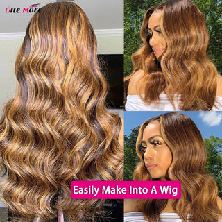 2x6 Closure With Bundles Honey Blonde Body Wave Bundles With Closure Ombre Colored Highlight Human Hair Bundles With Closure