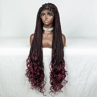 Wdbybeauty lace Front Synthetic Cornrow Braids Wig Wavy Ends 9x6 Lace Long Cornrow Braided Wig Knotless Afro Braiding Hair Wavy Ends Wig
