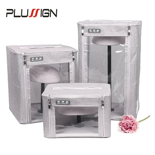 Wig Package Box For Toupee Closure Frontal M Size Hair Bag Wigs Storage Box With Display Stand And Half Head Top Hair Boxes