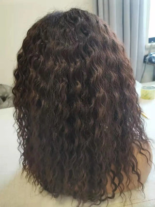 WDBY Beauty Long Wavy Lace Wig – Human Hair Blend Synthetic Wig (16 Inch, 150% Density, Heat Resistant)