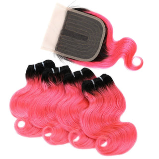 BHF Body Wave Bundles With Closure 100% Natural Remy Brazilian 50g Blonde Ombre Human Hair 4 Bundles With Closure Halloween Day