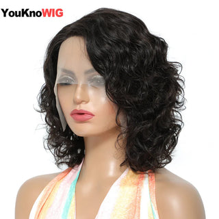 WDBY Beauty – Natural Body Wave Short Bob Lace Front Wig (13x1 HD Lace, Brazilian Remy Human Hair)