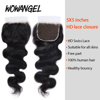 Body Wave Bundles with HD Lace Closure Peruvian Hair Bundles with Frontal Remy Hair Invisible Lace Melt Skins Hair Extensions
