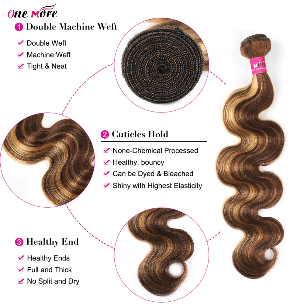 2x6 Closure With Bundles Honey Blonde Body Wave Bundles With Closure Ombre Colored Highlight Human Hair Bundles With Closure
