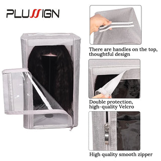 Wig Package Box For Toupee Closure Frontal M Size Hair Bag Wigs Storage Box With Display Stand And Half Head Top Hair Boxes