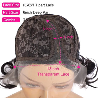 WDBY Beauty – Natural Body Wave Short Bob Lace Front Wig (13x1 HD Lace, Brazilian Remy Human Hair)