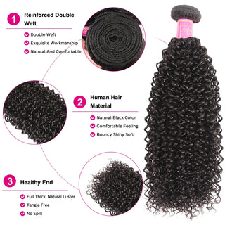 Julia Hair Curly Weave Human Hair 3 Bundles With Closure 4PCS Brazilian Hair Weave Bundles with Lace Closure Curly Hair Products