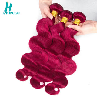 Burgundy 2/3/4 Bundles With 4x4 Lace Closure Body Wave Bundles With Closure BUG Human Hair Bundles With Closure Remy Hair Weave