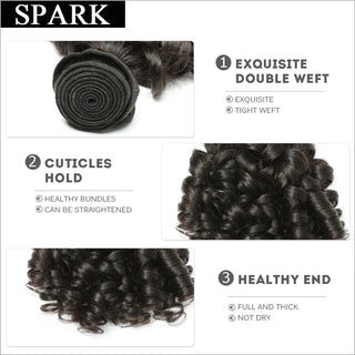 Spark Ombre Brazilian Hair 3 or 4 Bundles With Closure Remy Human Hair Weave Extensions Loose Bouncy Curly Natural Black Color