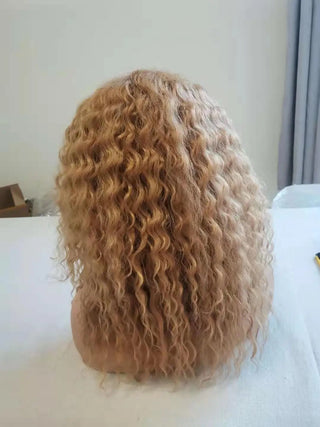 WDBY Beauty Long Wavy Lace Wig – Human Hair Blend Synthetic Wig (16 Inch, 150% Density, Heat Resistant)