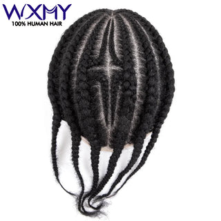 Braids Full Lace Base Toupee Men's Wig Male Hair Prosthesis Crochet Braids Lace  afro Wigs Human Hair Systems  For Black Men