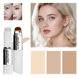 2-in-1 Color-Changing Foundation Stick Liquid Lightweight Moisturizing Brightening Foundation Color Changing for All Skin Types