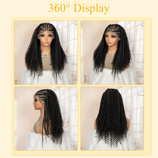WDBY Beauty 13x6 Knotless Braided Lace Frontal Wig – 22” Handmade Cornrow Curly Synthetic Wig