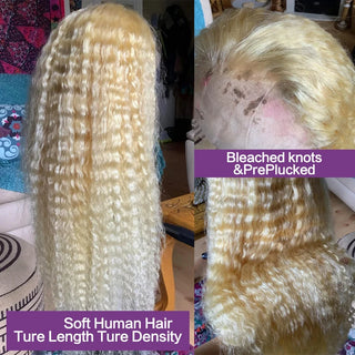 WDBY Beauty 613 Blonde HD Lace Frontal Wig – Deep Wave Curly Human Hair Wig 13x6/13x4