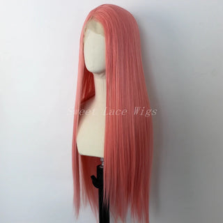 WDBY Beauty – Rose Pink Straight Synthetic Lace Front Wig (Glueless, Natural Hairline, Daily Wear / Cosplay)