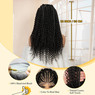 WDBY Beauty 13x6 Knotless Braided Lace Frontal Wig – 22” Handmade Cornrow Curly Synthetic Wig
