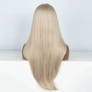 WDBY Beauty Blonde Layered Synthetic Lace Front Wig – Straight Wig with Bangs & Baby Hair