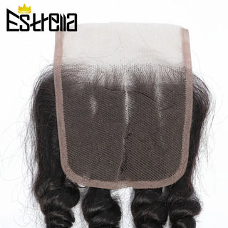 Brazilian Bouncy Curly Hair With Closure Human Hair 3 Bundles With 4×4 Closure Natural Color Funmi Hair Bundles With Closure