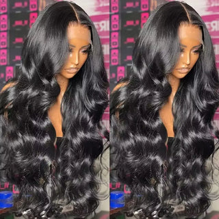 WDBY Beauty – Synthetic Body Wave Lace Front Wig with Mid‑Parted Bangs (18 inch / 28 inch for Black Women and Girls)