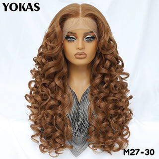 Latisha Lace Frontal Wigs Synthetic 24 Inch Loose Curl Pre Plucked Lace Frontal Wig For Women Highlight With Baby Hair 13X6 Wigs