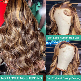 WDBY Beauty 13x6 Body Wave Lace Front Wig – 26+ Inch Brazilian Remy Human Hair (Glueless, Light Brown Lace)