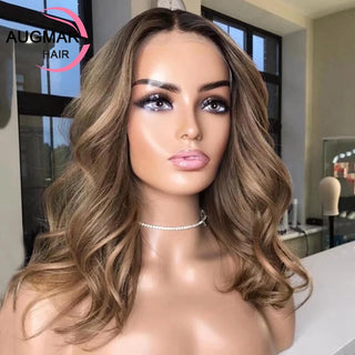 WDBY Beauty – Ash Blonde Highlight Body Wave Lace Front Wig (13x6 HD Lace Front / 360 Lace Frontal Human Hair Wig)