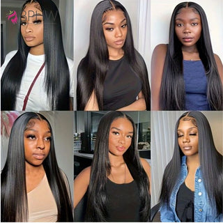 Brazilian Straight 3 Bundles With 13x4 Lace Frontal Real Human Hair Closure With Bundles Weave Virgin Hair Natural Black Color