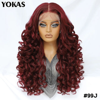 Latisha Lace Frontal Wigs Synthetic 24 Inch Loose Curl Pre Plucked Lace Frontal Wig For Women Highlight With Baby Hair 13X6 Wigs