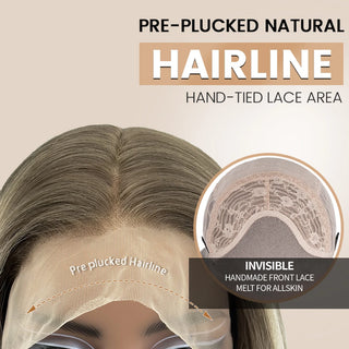 WDBY Beauty 13x4 Ash Blonde Highlight Lace Front Wig – Straight Glueless Synthetic Wig with Dark Roots
