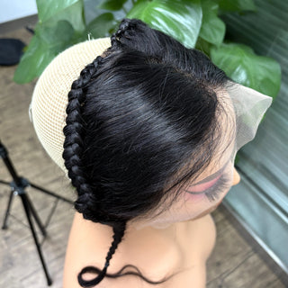 10 Inches 13X4 Transparent Lace Frontal with Braids Natural Burmese Remy Hair Lace Frontal for Women Girls