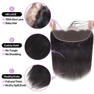 Straight 13x4 HD Lace Frontal Closure Pre Plucked 4x4 5x5 Transparent Lace Closure Brazilian Virgin Human Hair