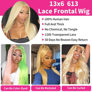 WDBY Beauty 613 Blonde Bone Straight HD Lace Frontal Wig – Brazilian Human Hair Wig 13x6/13x4