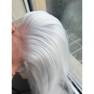 WDBY Beauty 13x6 White Straight Lace Front Wig – 26” Long Synthetic Cosplay Wig