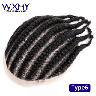 Braids Full Lace Base Toupee Men's Wig Male Hair Prosthesis Crochet Braids Lace  afro Wigs Human Hair Systems  For Black Men