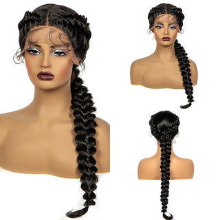 WDBY Beauty Handmade Knotless Twist Braided Lace Front Wig – Synthetic Braided Wig with Baby Hair