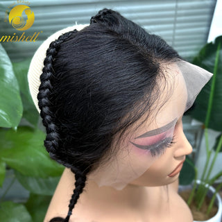 10 Inches 13X4 Transparent Lace Frontal with Braids Natural Burmese Remy Hair Lace Frontal for Women Girls