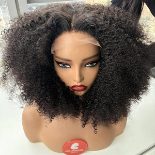 WDBY Beauty – “Millionaire Queen” Glueless Afro Kinky Curly Wig (5x5 HD Closure, 400% Density, Wear & Go Brazilian Human Hair