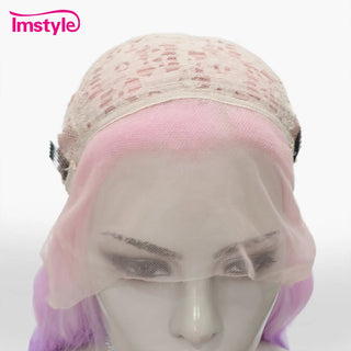 WDBY Beauty Colorful Pink Purple Green Lace Front Wig – Wavy Synthetic Cosplay Wig
