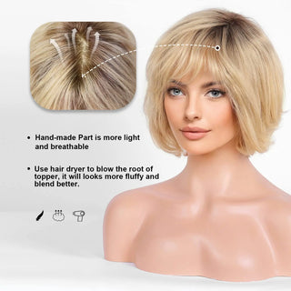 WDBY Beauty – Ombre Blonde Layered Bob Hand‑Tied HD Lace Front Wig (100% Remy Human Hair)