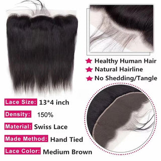 13x4 Lace Frontal Only Human Hair Straight 13x4 Transparent Lace Frontal Closure Ear To Ear Pre Plucked Brazilian Virgin Hair