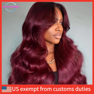 WDBY Beauty – 99J Burgundy Body Wave Lace Front Wig (13x4 / 13x6 / 4x4 HD Lace, Pre‑Plucked Human Hair)