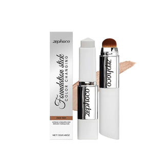 Brightening Skin Color-Changing Foundation Stick Lightweight Moisturizing Cover Skin Flaws Smooths Pores Fine Lines Matte Finish