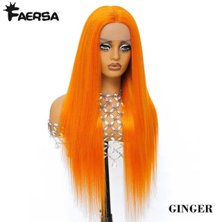 HD Lace Front Wig Skunk Stripe 13X6 Lace Wig Pre Plucked Glueless Synthetic Heat Resistant Long Straight Black and Blonde Wigs