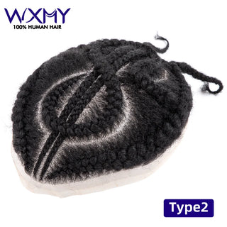 Braids Full Lace Base Toupee Men's Wig Male Hair Prosthesis Crochet Braids Lace  afro Wigs Human Hair Systems  For Black Men