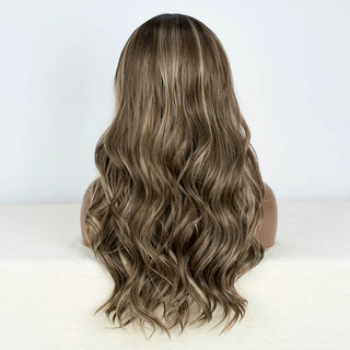 Synthetic Lace Front Wig Long Wavy 24" Body Wavy Hightlight Brown Long  Lace Wig For Women Lace Front Wig Cosplay Wig