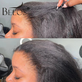 Ultra-Fitted 34in Kinky Straight Skinlike 13X6 HD Lace Front Wig 13x4 HD Lace Full Frontal Human Hair Wig Pre plucked For Women